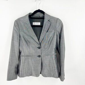 ✅ Max Mara Made In Italy Light Gray Jacket Wool Blend Blazer Size 4 $1150